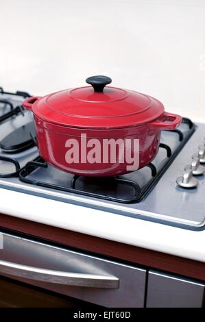 A cooking pot isolated on a stove top Stock Photo