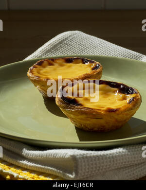 Pasteis de Belem, typical Portuguese custard pies. Stock Photo