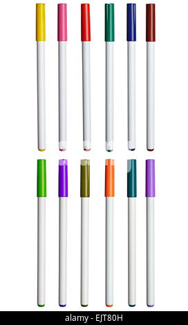 collection of various felt tip pens on white background. each one is shot separately Stock Photo