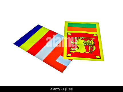 Sri Lankan National Flag And Buddhist Flag Stock Photo
