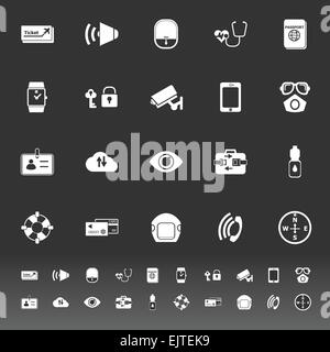 Passenger security icons on gray background, stock vector Stock Vector