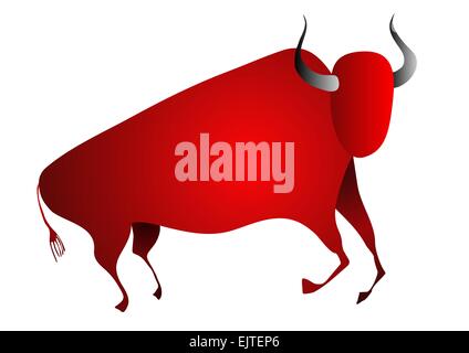 Bull in prehistoric style - vector Stock Vector