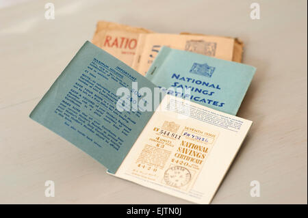 National Savings and Ration Books from the 1950s. Stock Photo