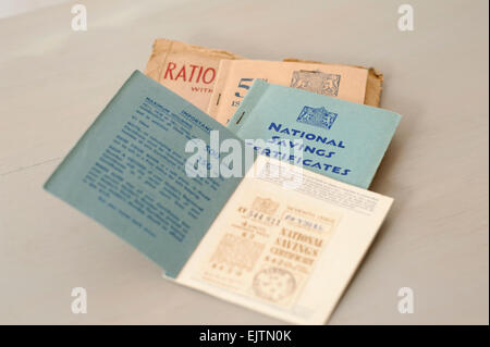 National Savings and Ration Books from the 1950s. Stock Photo