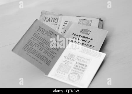 National Savings and Ration Books from the 1950s. Stock Photo