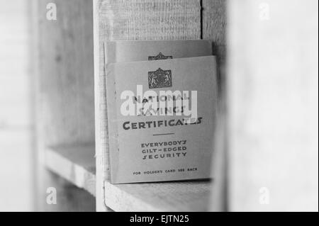 National Savings Certificates books from the 1950s. Stock Photo