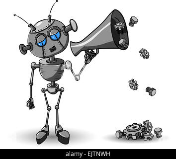 Cartoon illustration of a iron robot with Speaker Stock Photo