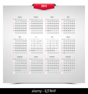 2015 calendar on 3d effect sheet Stock Photo