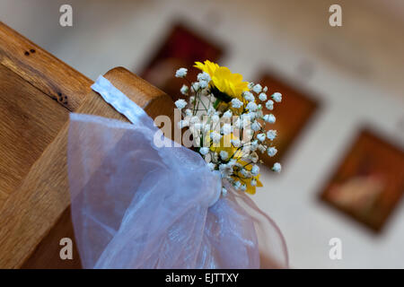 Wedding decoration in church. Stock Photo