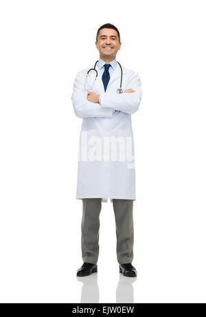 smiling male doctor in white coat Stock Photo