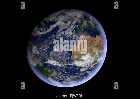 Planet Earth in Space: computer generated image of planet earth in space. Elements of this image furnished by NASA. Stock Photo