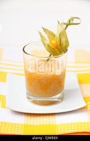 Apricot Smoothie with sea buckthorn Syrup, soft focus Stock Photo