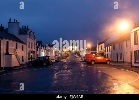 main street bowmore street lights dusk Stock Photo