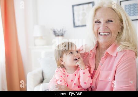 Portrait of granmother with granddaughter ( 2-3 ) Stock Photo