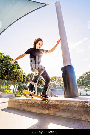 USA, Florida, West Palm Beach, Man skating in skatepark Stock Photo