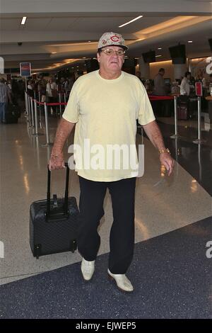 Former Major League Baseball player Pete Rose, A.K.A. Charlie Hustle, departs from Los Angeles International Airport (LAX) Featuring: Pete Rose,Charlie Hustle Where: Los Angeles, California, United States When: 27 Sep 2014 Stock Photo