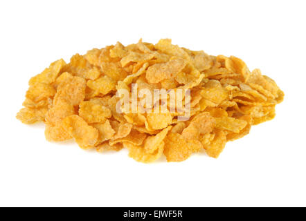 Pile of corn flakes on a white background Stock Photo