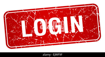 login red square grunge textured isolated stamp Stock Photo
