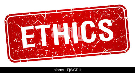 ethics red square grunge textured isolated stamp Stock Photo