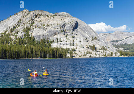 Kayakers in Tenaya Lake in Yosemite National Park Stock Photo