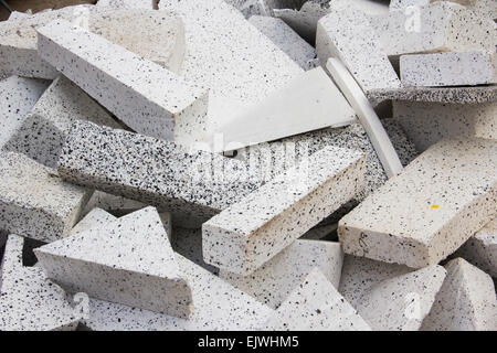 Geofoam expanded polystyrene blocks being used as a fill material in the construction of stepped plaza in Stockport town centre. Stock Photo