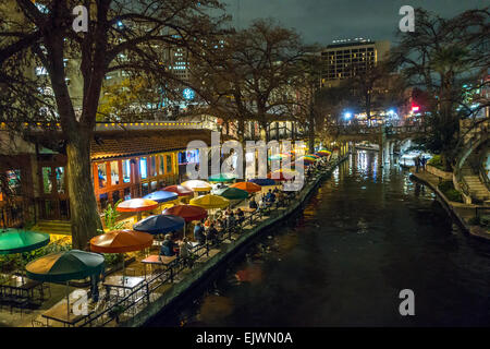 San Antonio riverwalk night Stock Photo