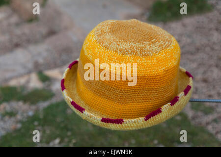 Peru, Urubamba Valley.  Peruvian Quechua Woolen Hat. Stock Photo