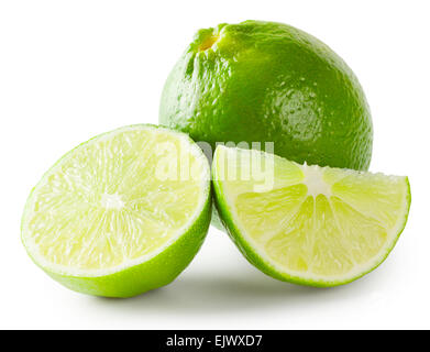 Lime with slices isolated on white background Stock Photo