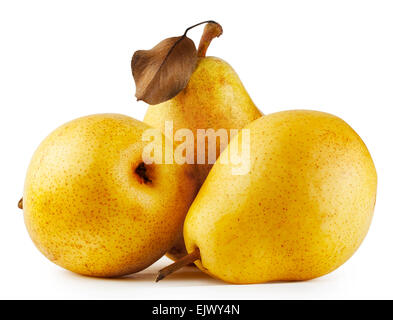 Three yellow juicy pears isolated on a white background Stock Photo