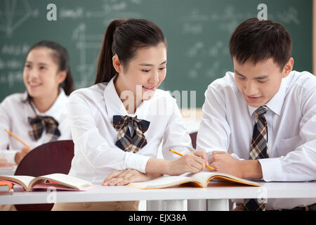 Learning in the classroom of senior high school students Stock Photo