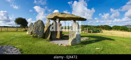 Pentre Ifan, Neolithic megalitic stone burial chamber dolmen built about 3500 BC in the parish of Nevern, Pembrokeshire, Wales Stock Photo