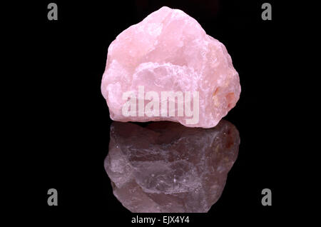 Rose Quartz on black background Stock Photo