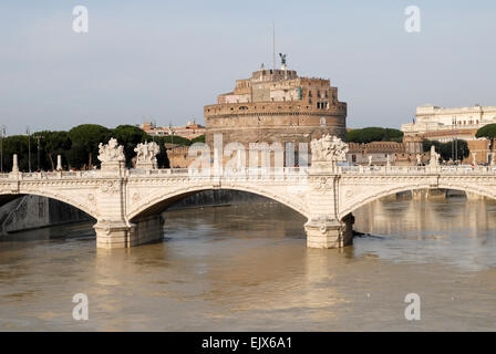 Castel Sant' Angelo and the Ponte Vittorio Emanuele II in Rome. Stock Photo