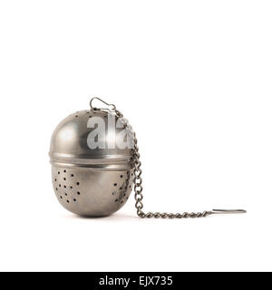Metallic tea strainer infuser isolated Stock Photo
