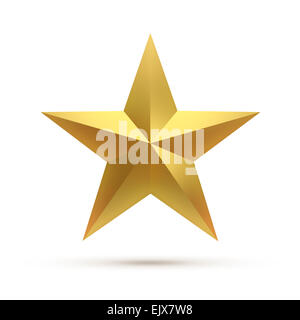 Golden star isolated on white Stock Photo