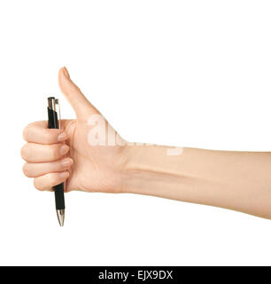 hand of a female holding a pen isolated on white background Stock Photo ...