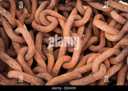Close up of rusty industrial iron chain Stock Photo