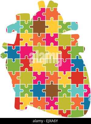 Human Heart Jigsaw Puzzle Pieces Abstract Vector Stock Vector