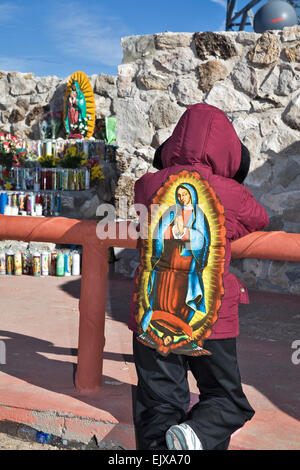 Colorfully dressed pilgrims and dancers are everywhere during the celebration of the Virgin of Guadalupe Feast Day Stock Photo