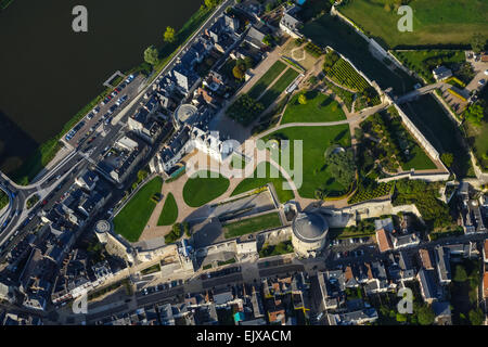 Royal Chateau Amboise from directly above, close aerial view Stock Photo