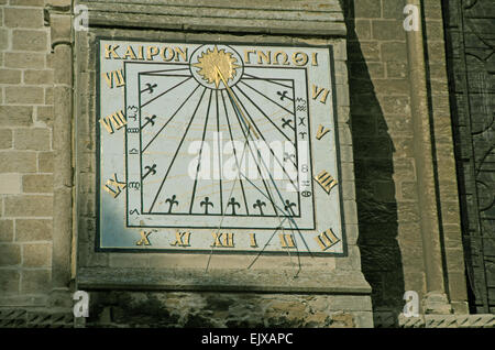 Sun Dial on Ely Cathedral Wall, Cambridgeshire, England, Stock Photo