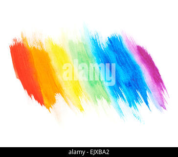 Rainbow gradient made with paint strokes Stock Photo