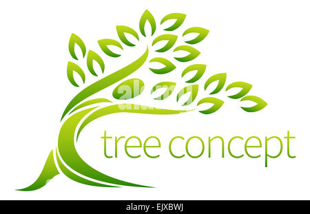 Tree person symbol concept of a stylised tree in the shape of a human figure with leaves, lends itself to being used with text Stock Photo