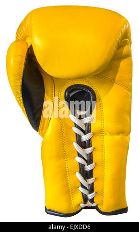 Yellow boxing glove isolated on white background with Clipping Path Stock Photo