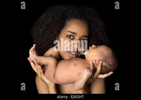 Ethiopian African mother holding her 11 days old newborn baby Stock Photo