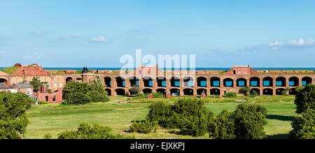 Panorama view of Fort Jefferson National park - showing the interior area and the fort walls Stock Photo