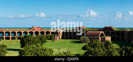 Panorama view of Fort Jefferson National park - showing the interior area and the fort walls Stock Photo