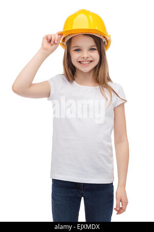 smiling little girl in protective helmet Stock Photo