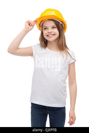 smiling little girl in protective helmet Stock Photo