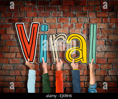 Group of Hands Holding Letter Viral Stock Photo - Alamy